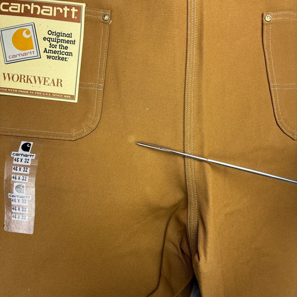 Carhartt 62W Double Front Work Dungaree Brown Duck Pants 46x32‎ USA NWT NOS